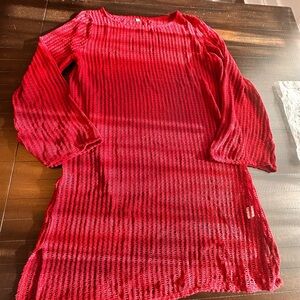 Red Knit Long Sleeve Dress